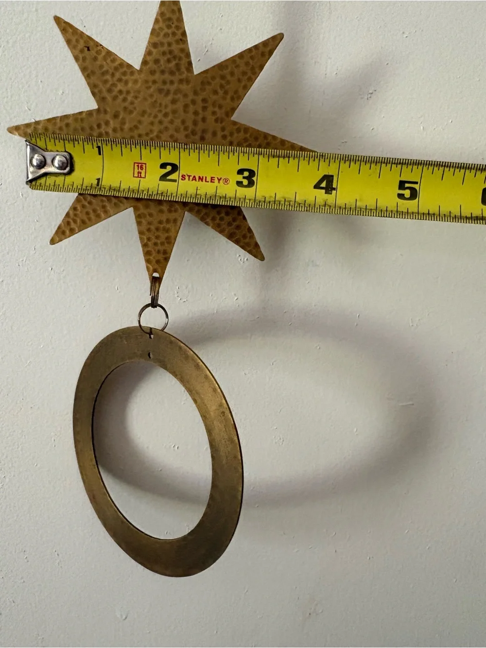 Celestial Hanging Metal Mobile Wind Chime Moon Stars Rings Hand Gypsy Whimsy